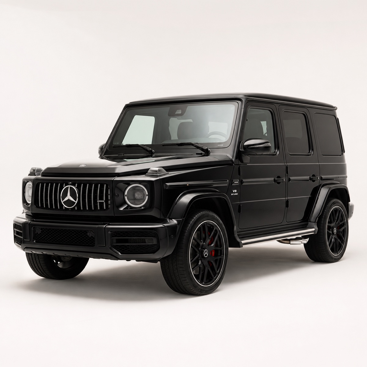 Synthetic warm-white studio rendering of a black Mercedes-AMG G63